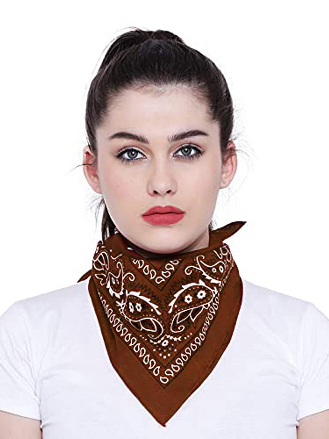 

Aadikart Unisex Pack Of 2 Blue & Brown Paisley Printed Cotton Bandanas