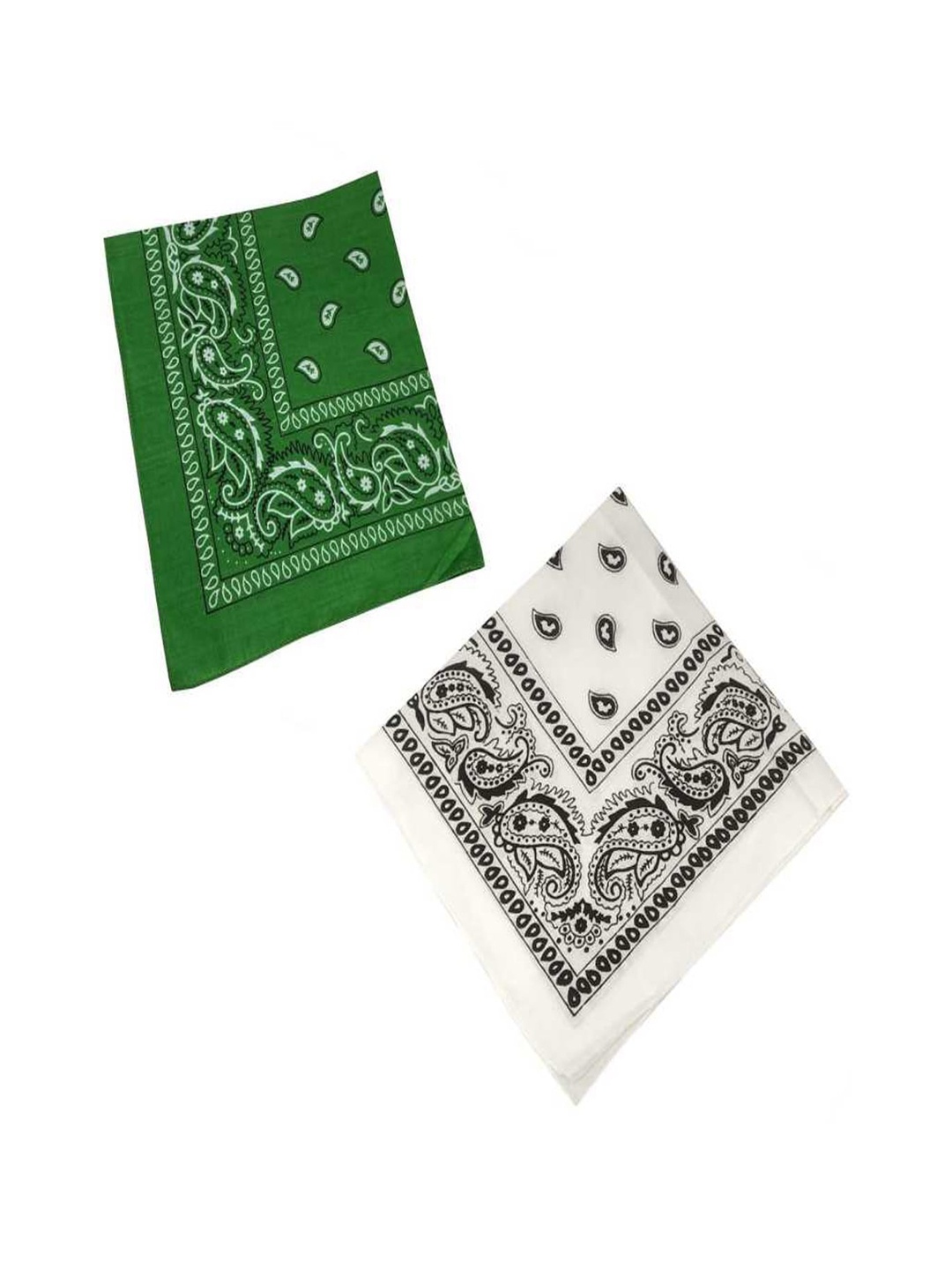 

Aadikart Pack of 2 Green & White Blue Printed Pure Cotton Bandana