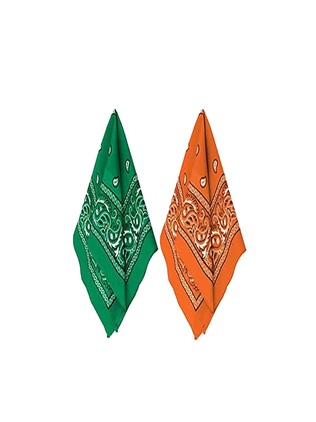 

Aadikart Pack of 2 Orange & Green Printed Pure Cotton Bandana