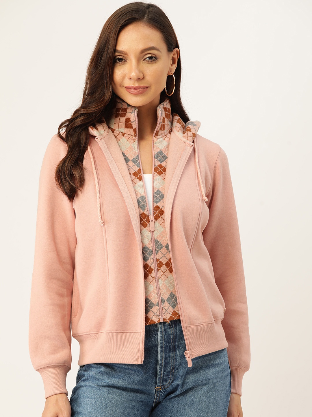 

Madame Women Pink Hooded Sweatshirt