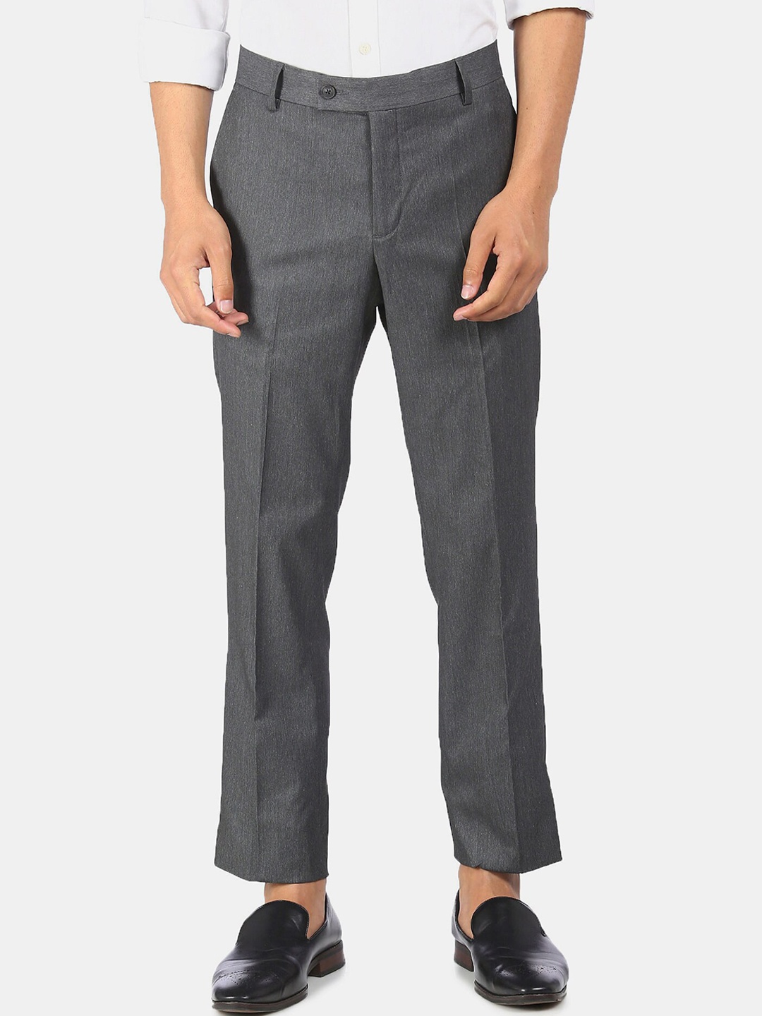 

Arrow Men Grey Solid Formal Trousers