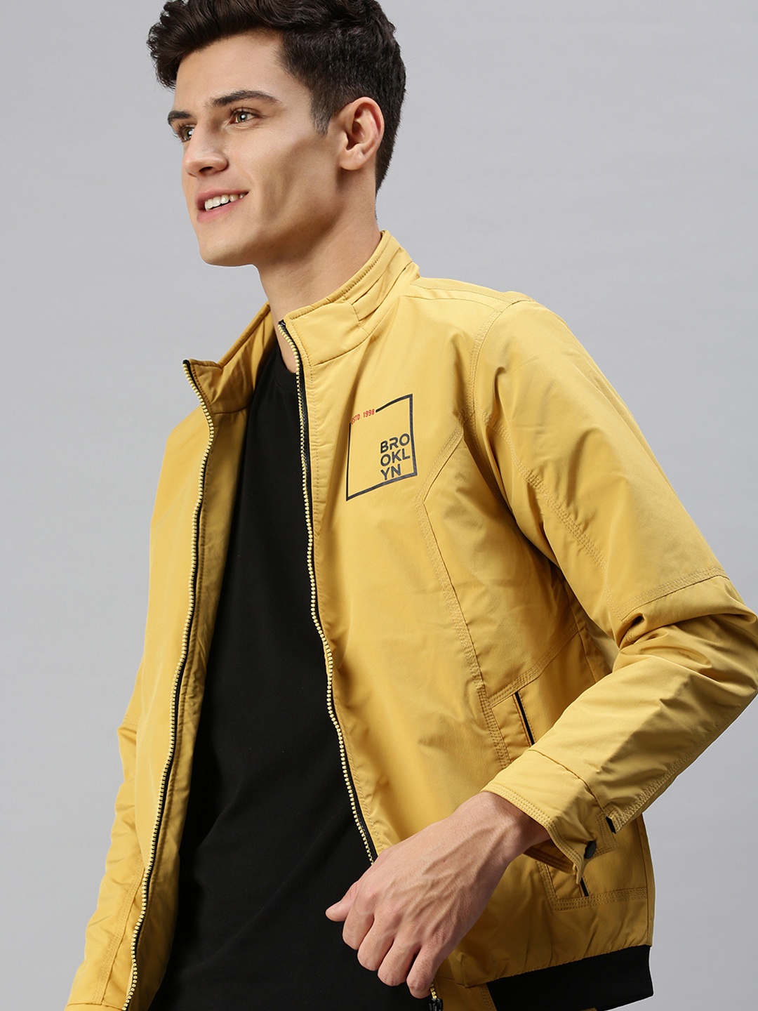

SHOWOFF Men Mustard Tailored Jacket with Patchwork