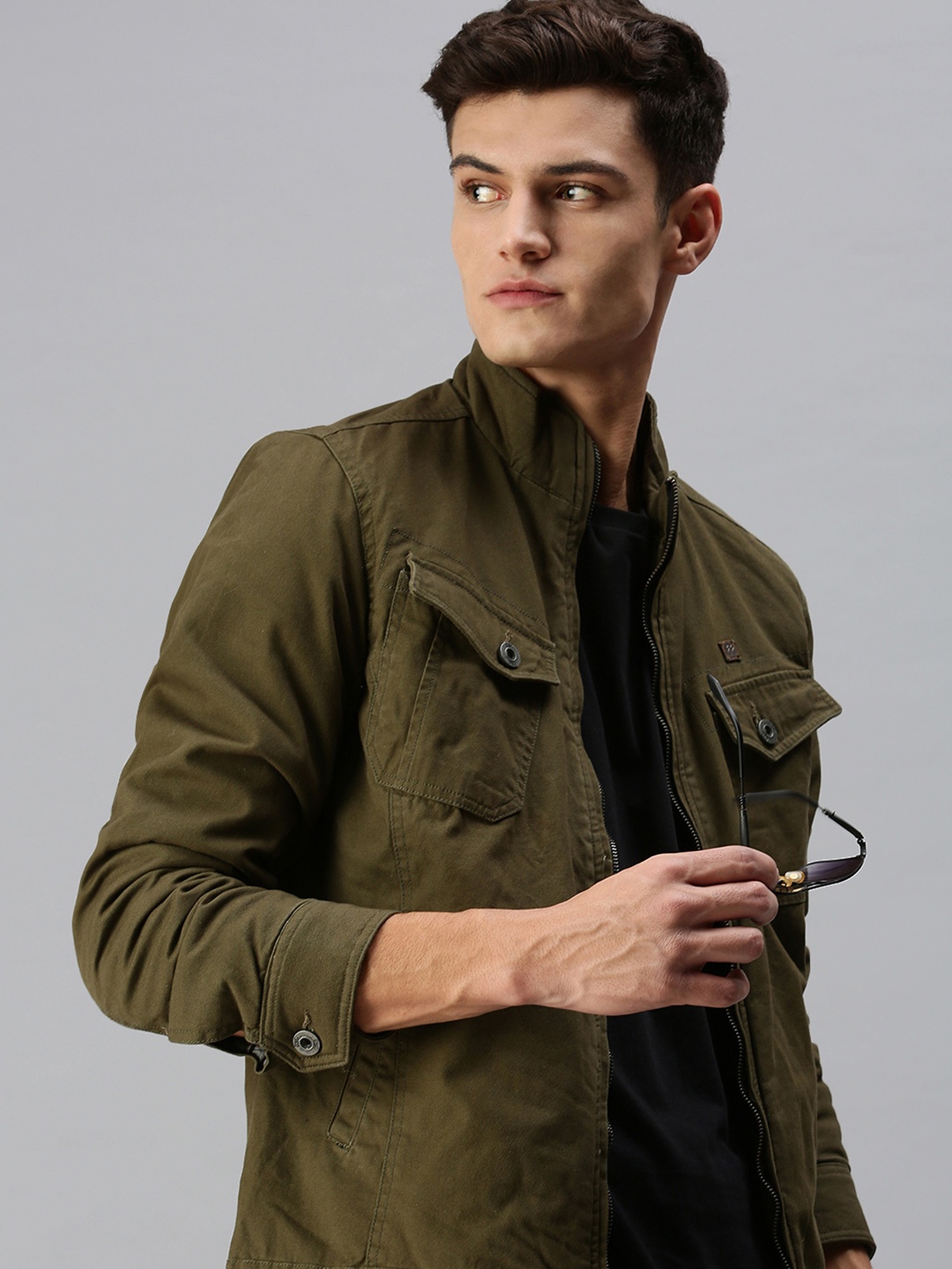 

SHOWOFF Men Olive Green Biker Jacket