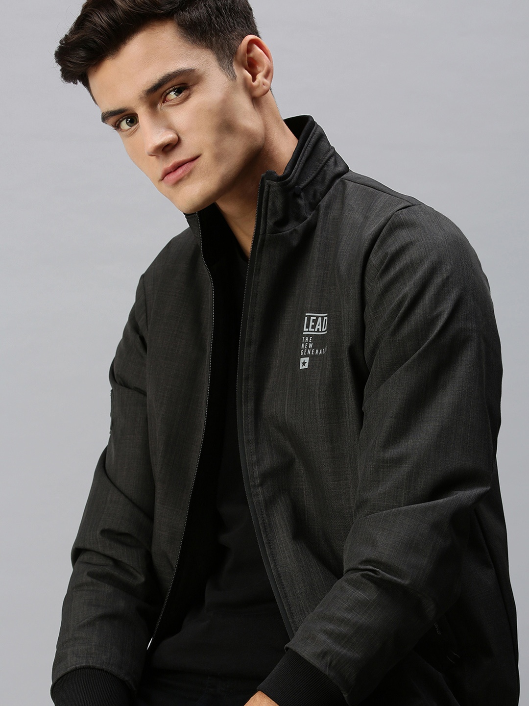 

SHOWOFF Men Black Checked Tailored Jacket with Patchwork