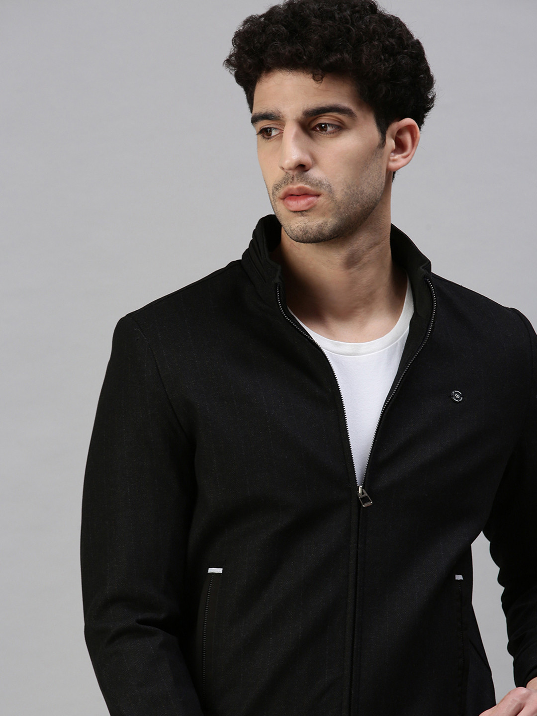 

SHOWOFF Men Black Checked Crop Tailored Jacket