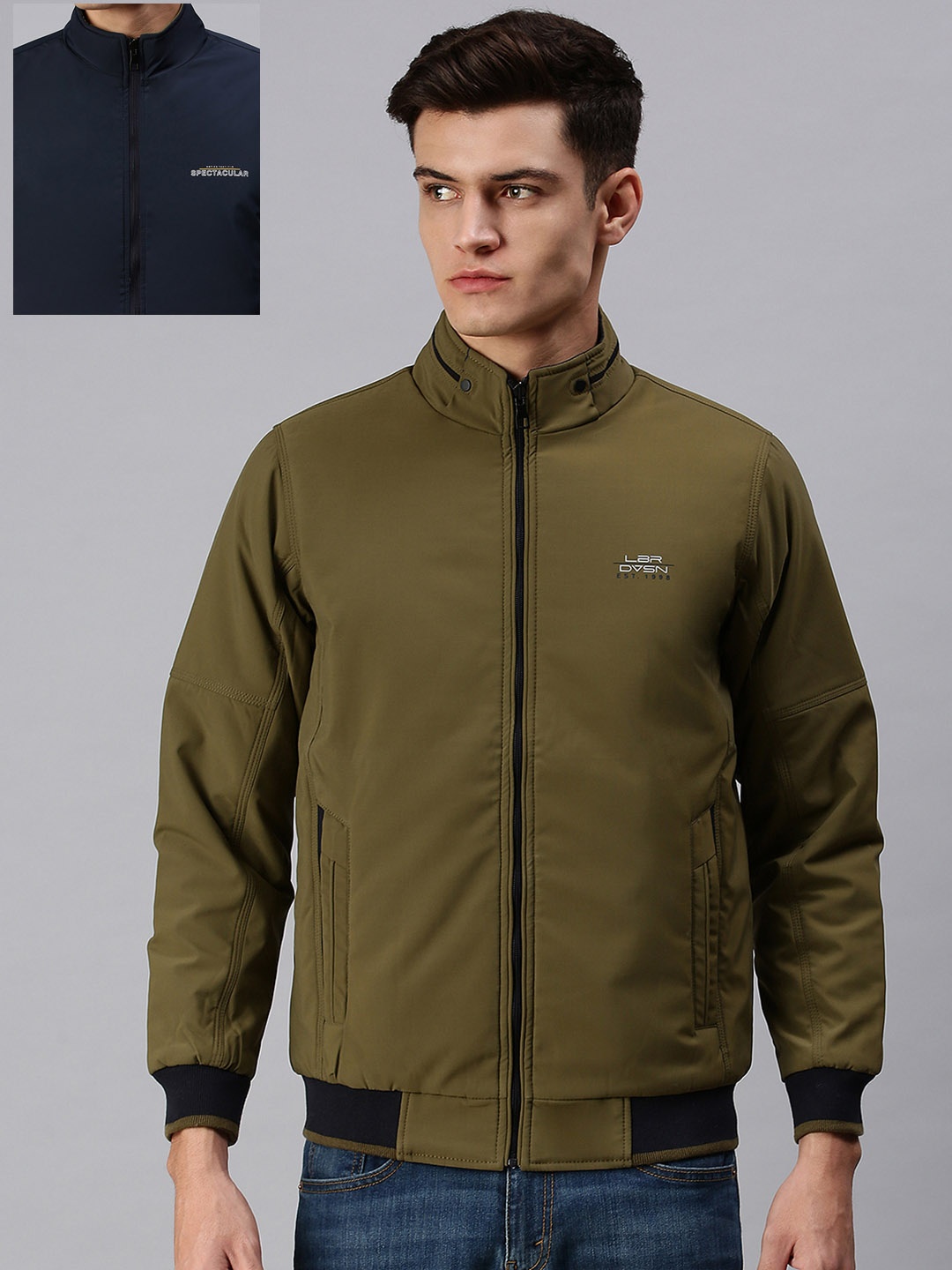 

SHOWOFF Men Olive Green Reversible Bomber Jacket