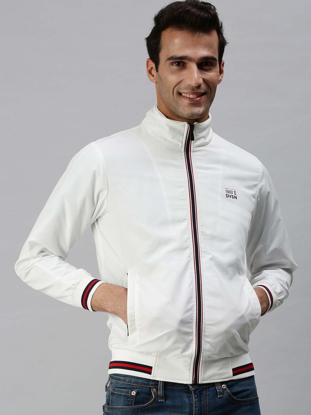 

SHOWOFF Men White Zip Jacket