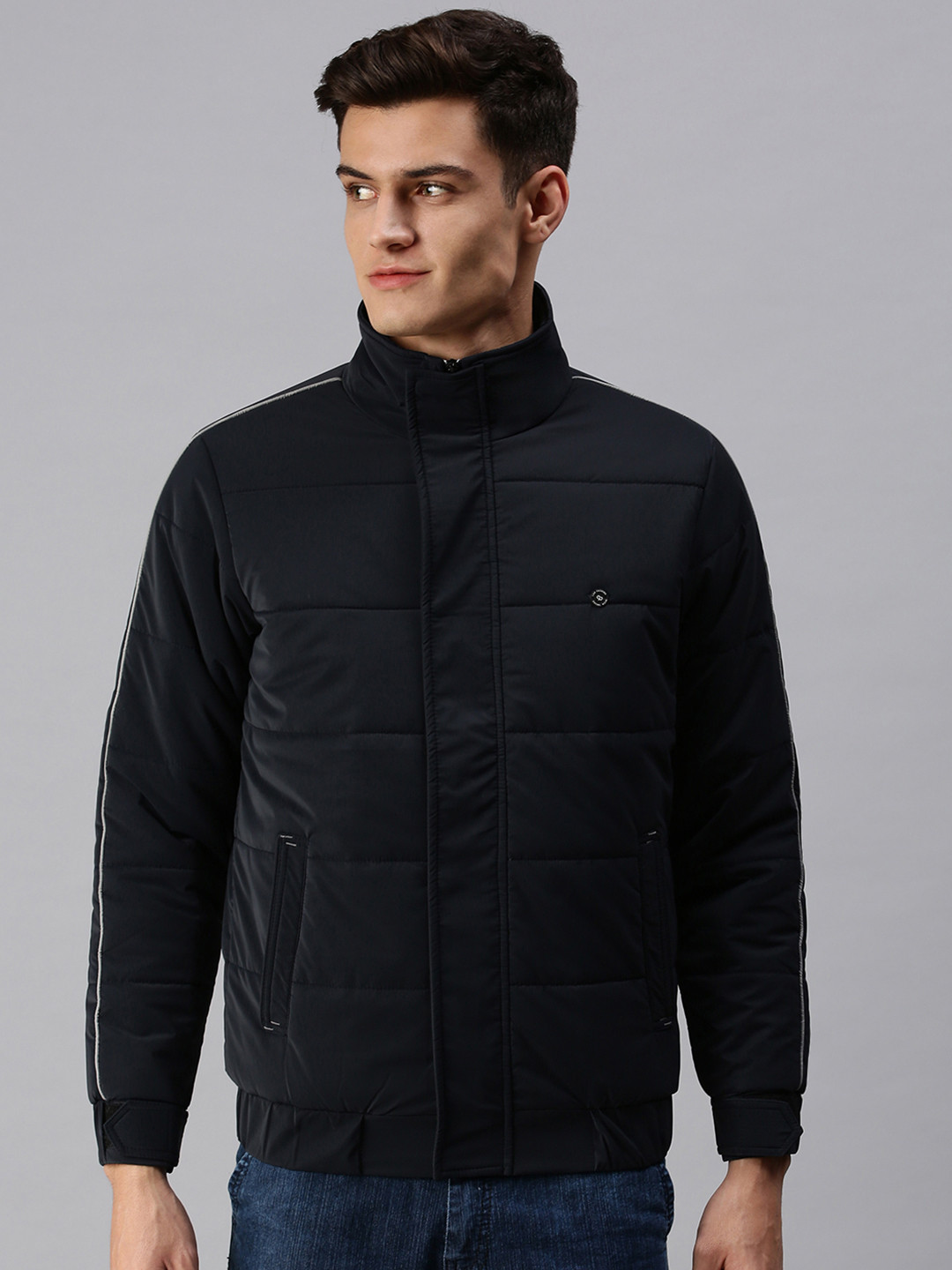 

SHOWOFF Men Black Camouflage Checked Padded Jacket