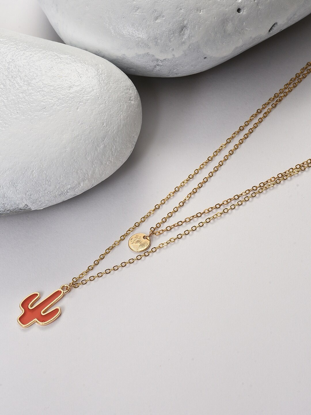 

SOHI Gold-Toned & Red Gold-Plated Chain