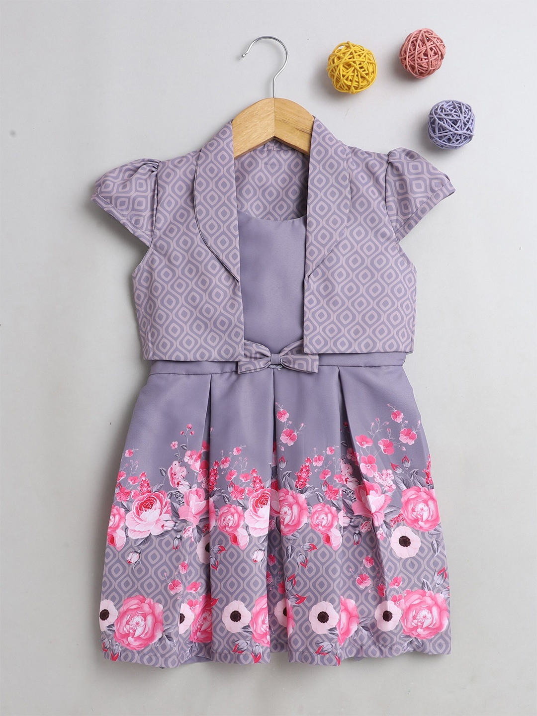 

The Magic Wand Lavender & Pink Pleated Fit and Flare Dress