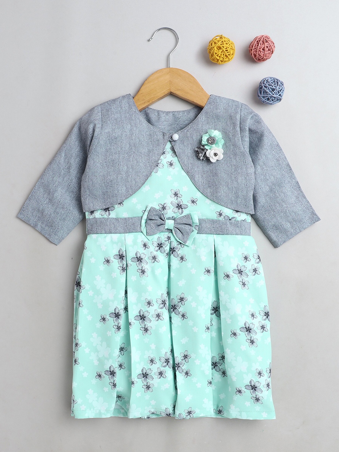 

The Magic Wand Green & Grey Floral Dress