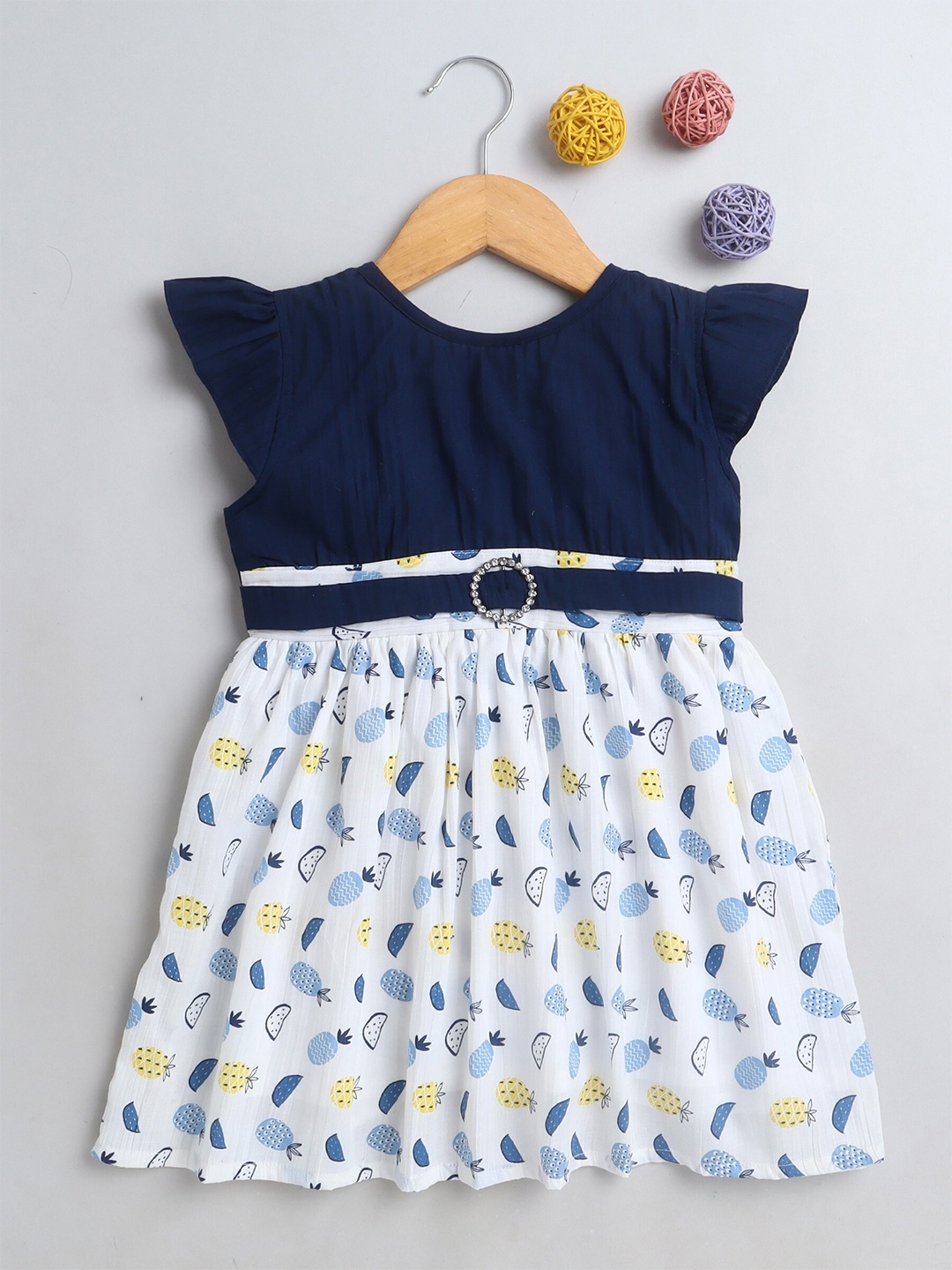 

The Magic Wand Navy Blue Fit & Flare Dress