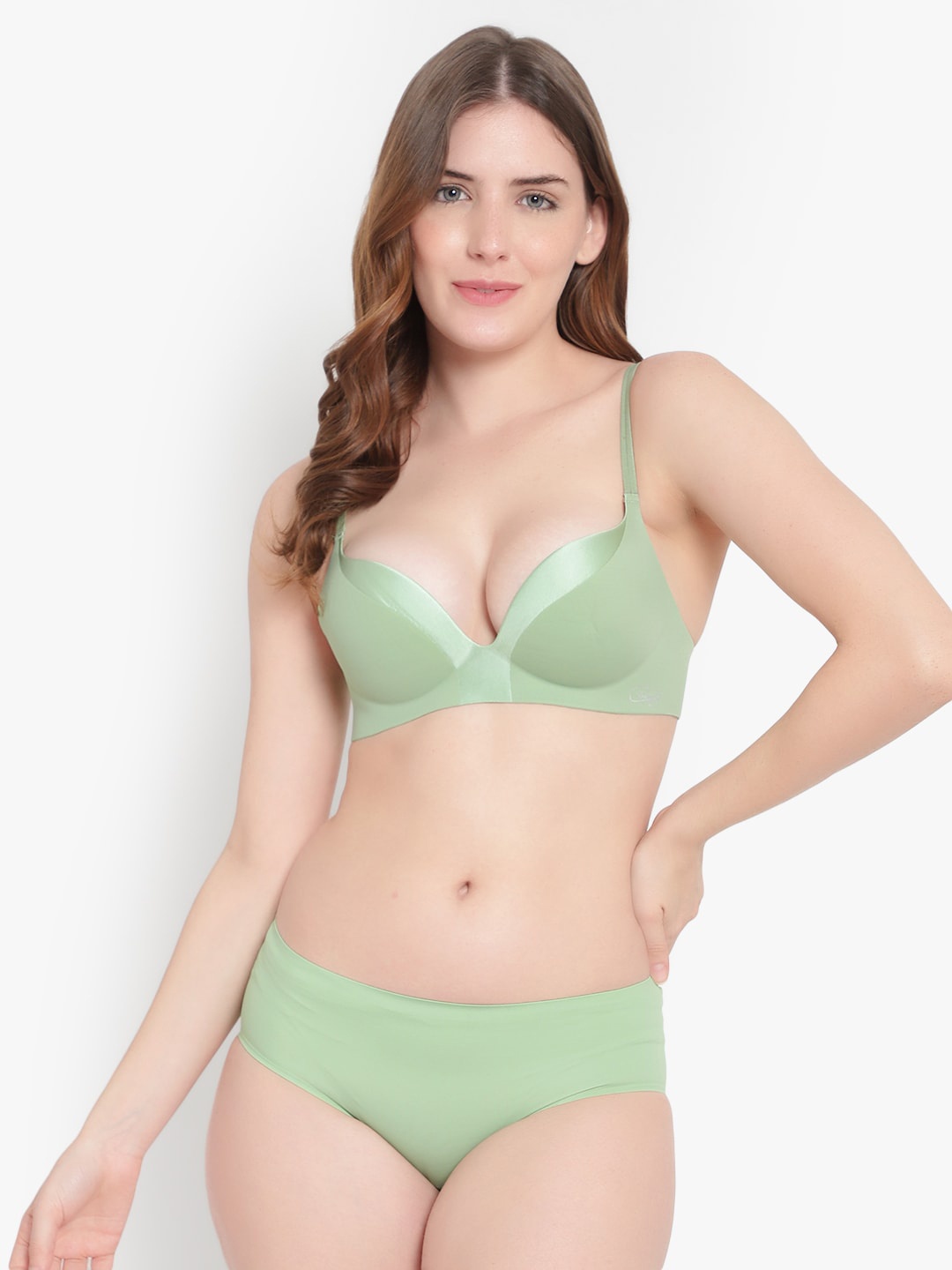 

BRACHY Women's Olive Solid Lingerie Set