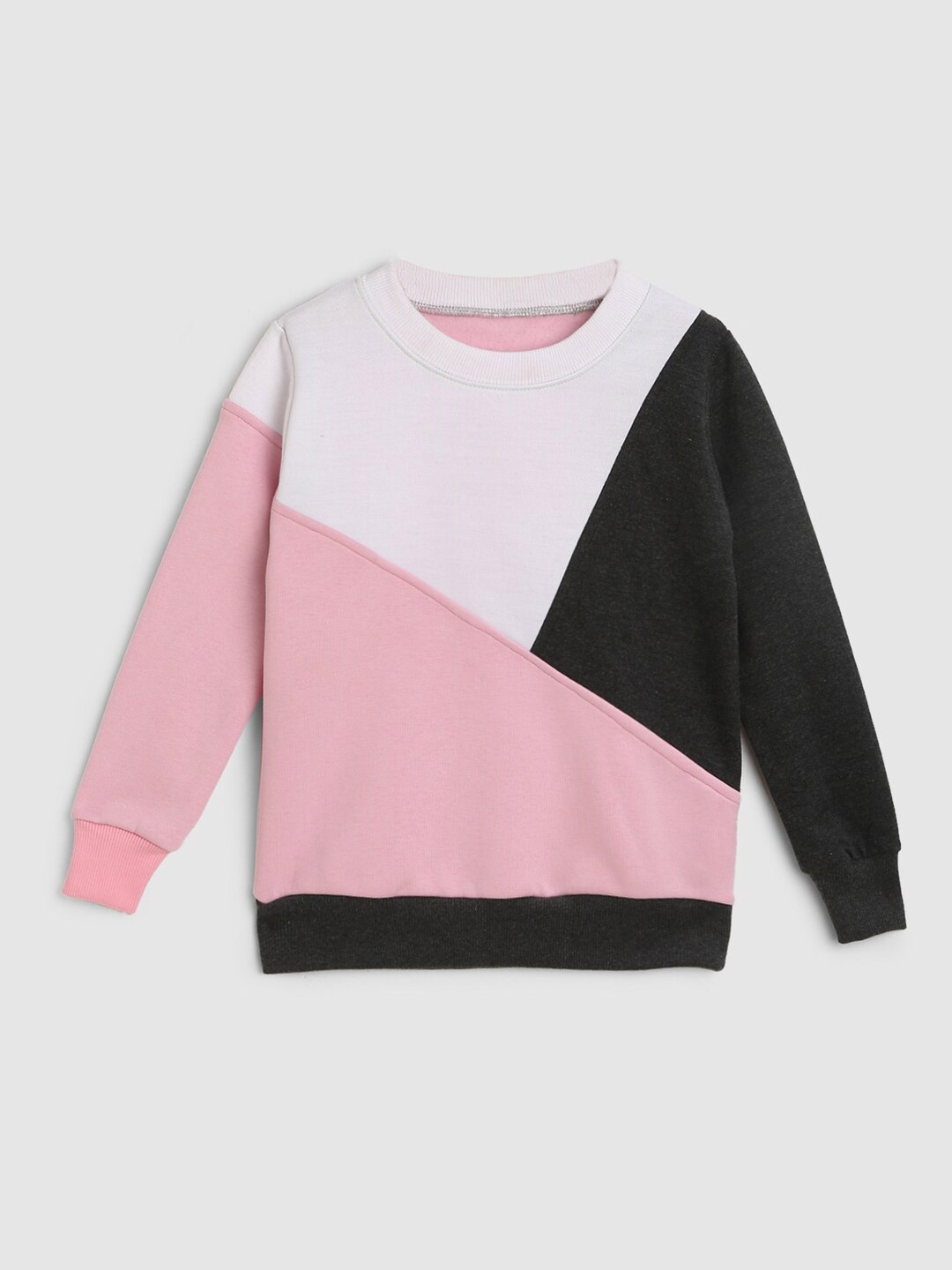 

KIDSCRAFT Girls Pink Colourblocked Sweatshirt