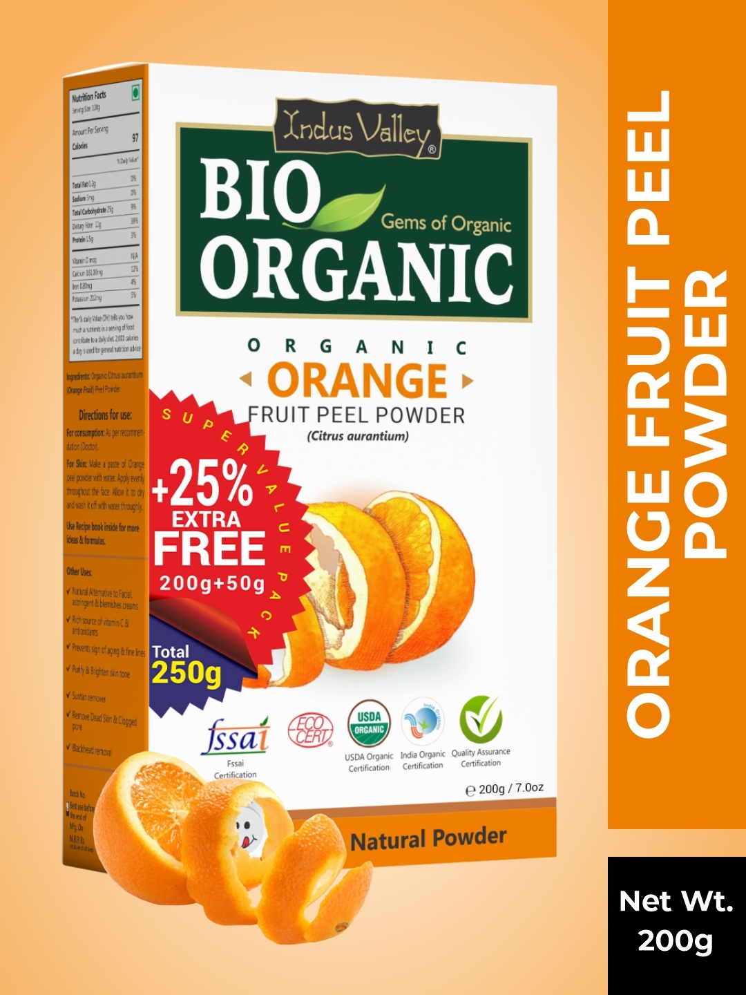 

Indus Valley Bio Organic Pure Orange Powder for Skin & Hair - 250 g