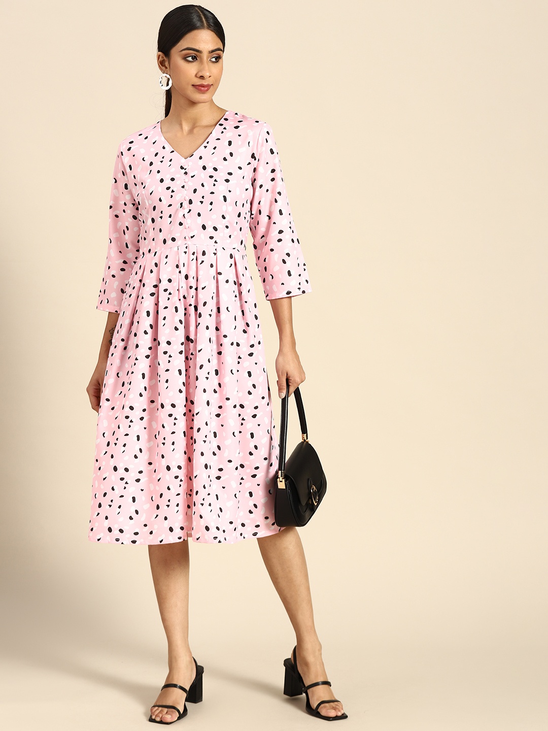 

all about you Pink Crepe Midi Dress