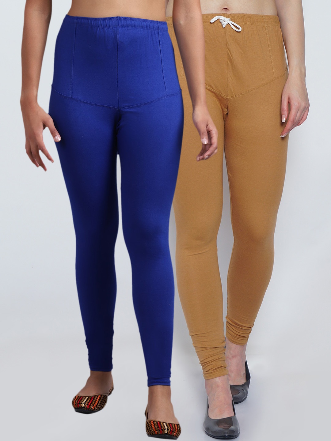 

Jinfo Women Women Pack Of 2 Churidar Length Leggings, Blue