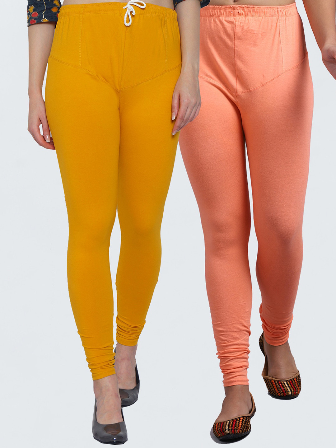 

Jinfo Women Pack of 2 Solid Leggings, Peach