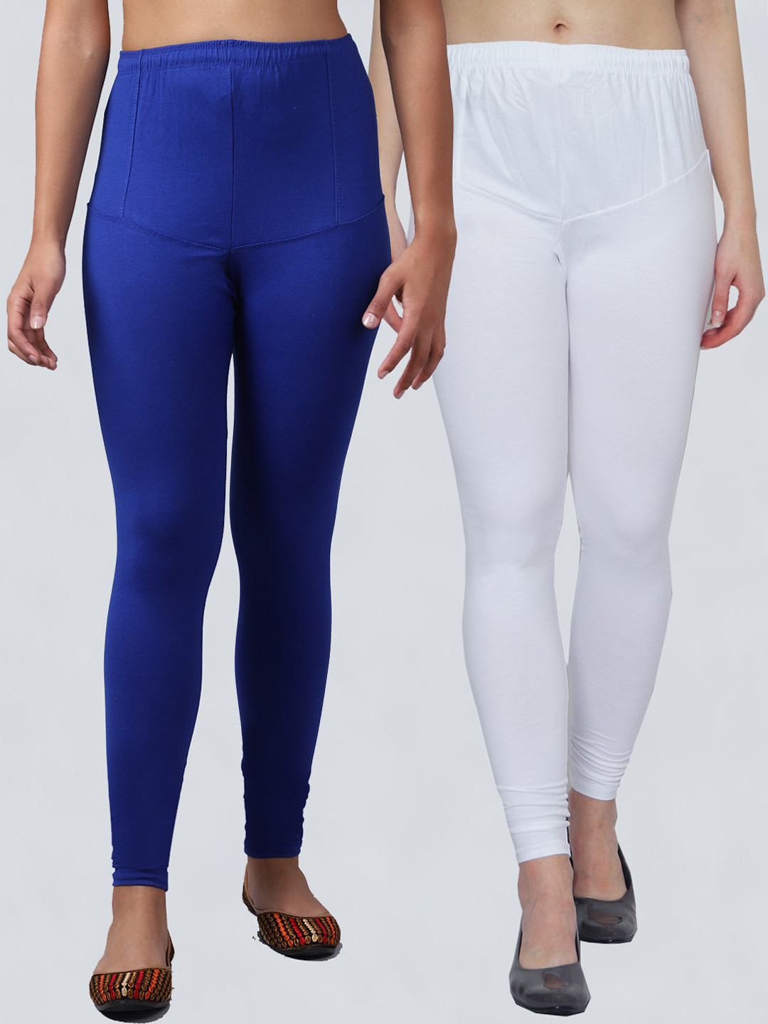 

Jinfo Women Pack Of 2 Solid Chudidar-Length Leggings, White