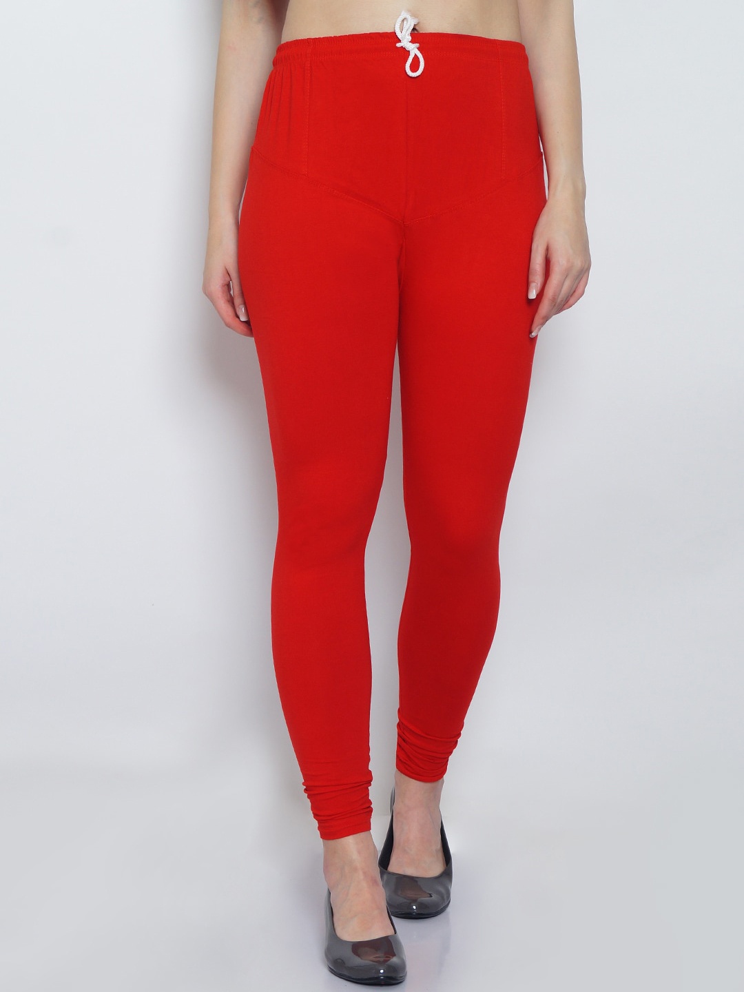 

Jinfo Women Pack Of 2 Solid Churidar-Length Leggings, Red
