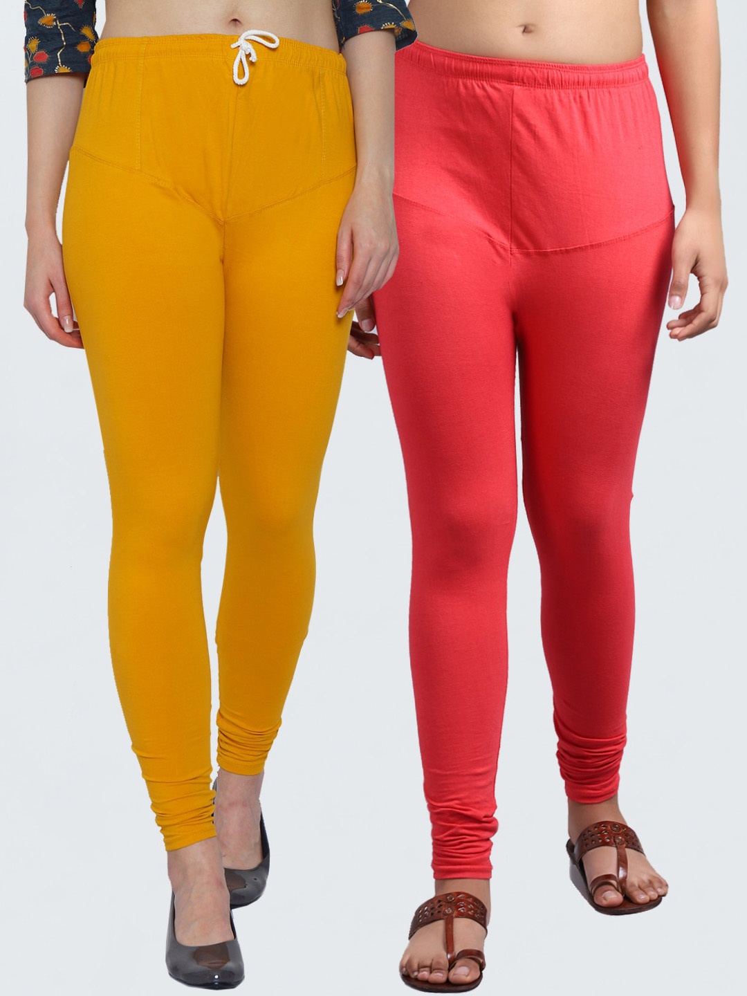 

Jinfo Women Pack Of 2 Solid Churidar-Length Leggings, Magenta