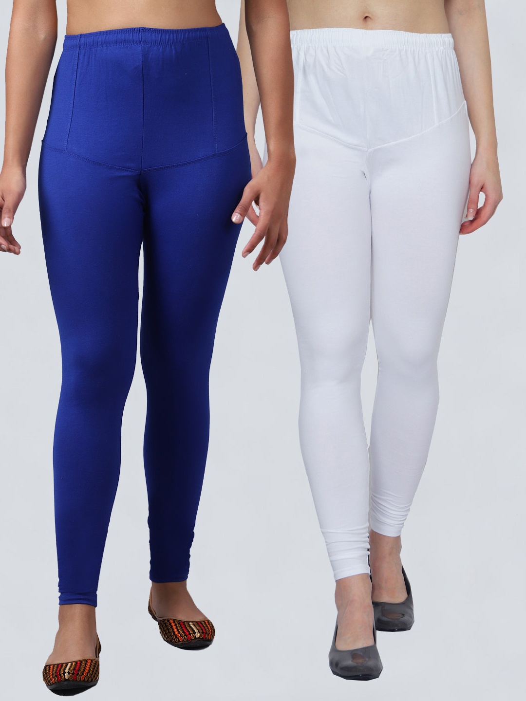 

Jinfo Women Pack Of 2 Solid Churidar-Length Leggings, White