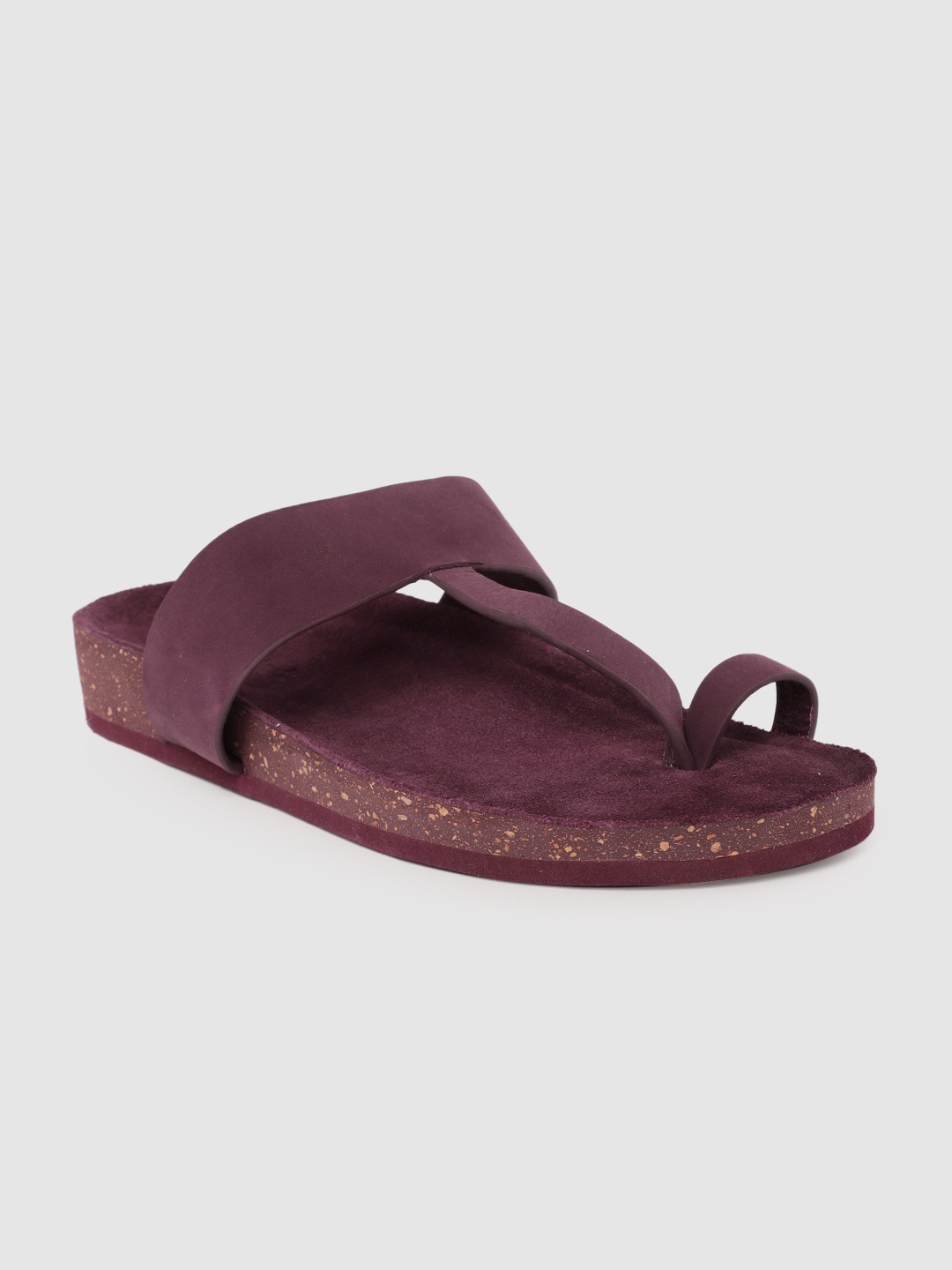 

SEVDAH Men Burgundy One Toe Ethnic Leather Sandals