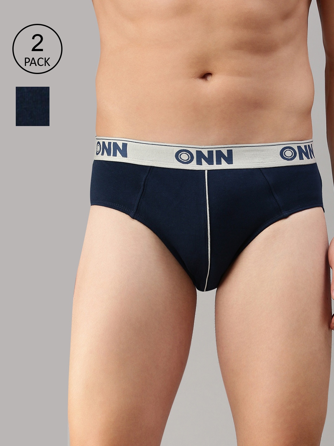 

ONN Men Pack Of 2 Solid Deo-Soft Basic Briefs, Blue