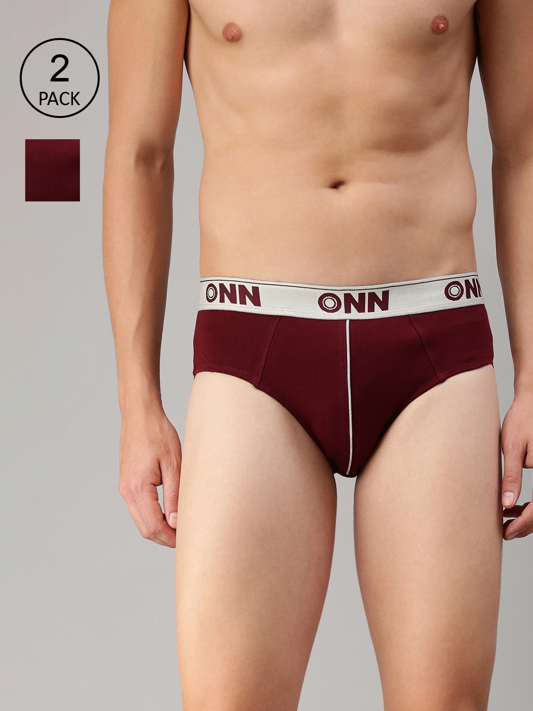 

ONN Men Pack Of 2 Solid Basic BriefsONN_252_MN_2PC, Maroon