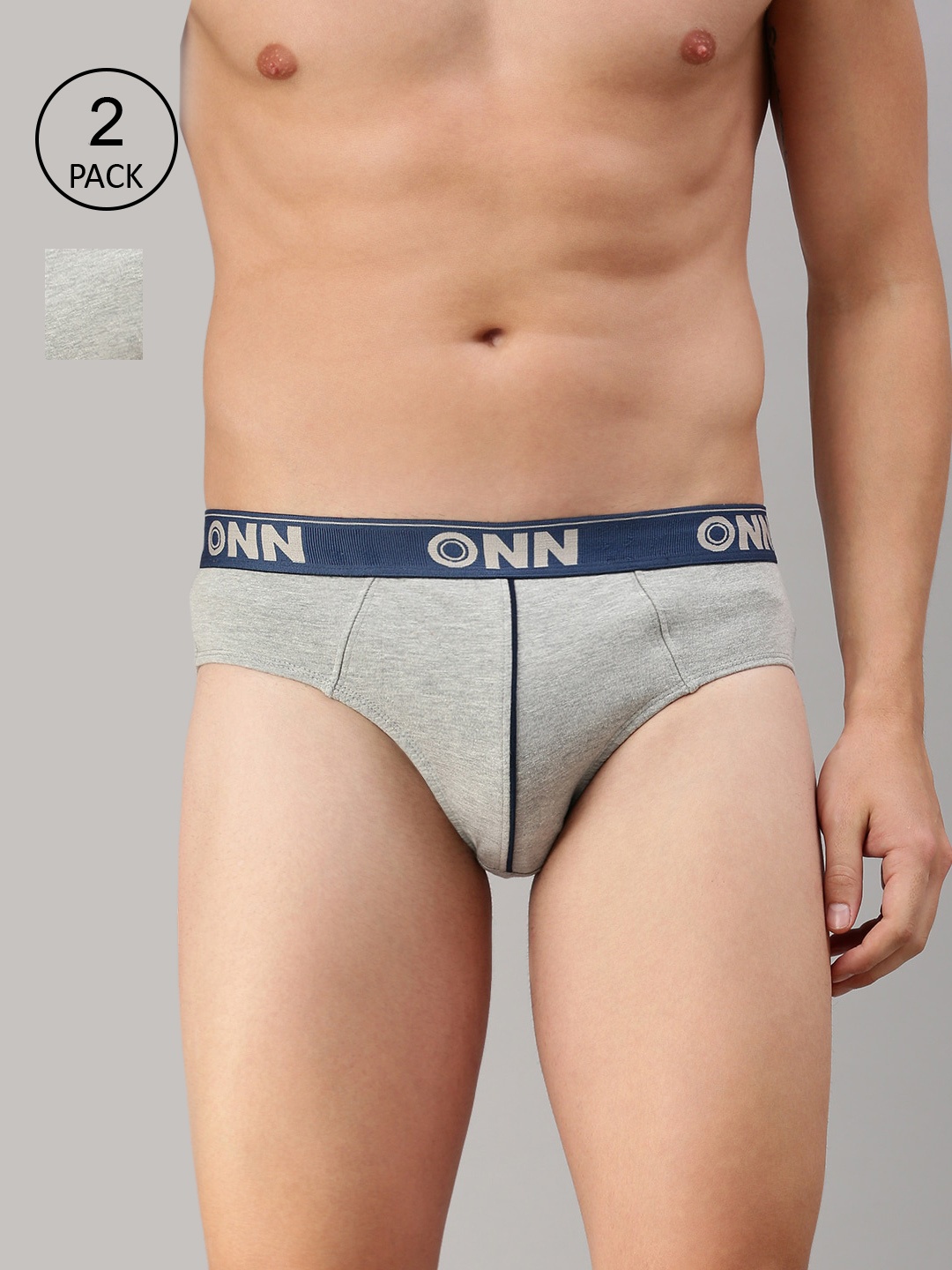 

ONN Men Pack Of 2 Solid Basic Briefs, Grey