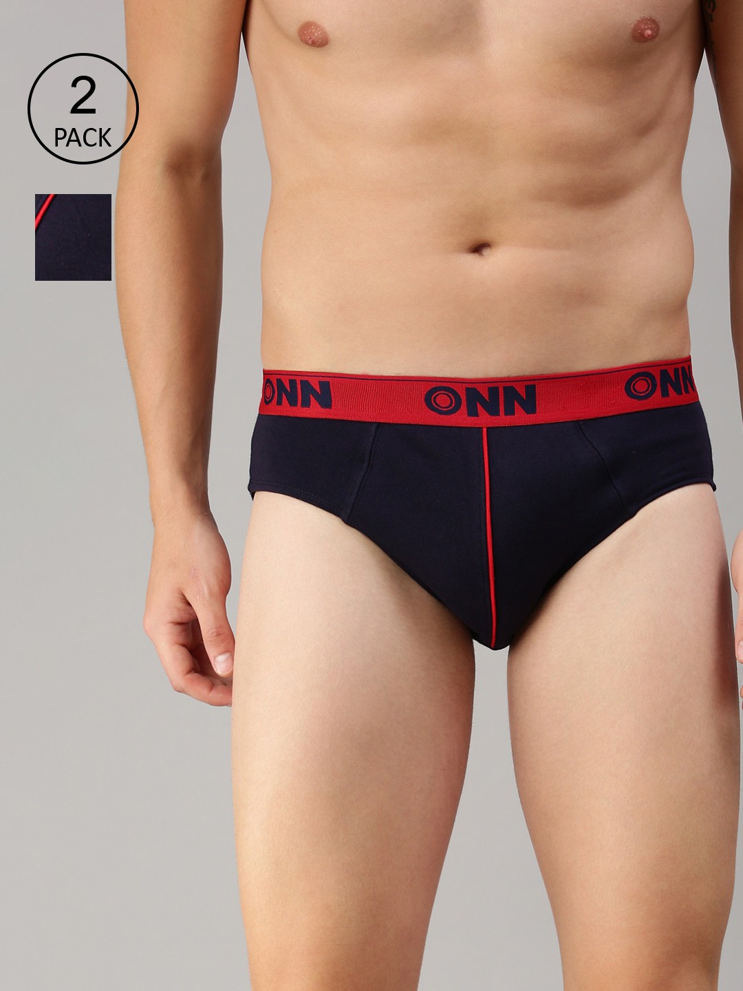 

ONN Men Pack of 2 Solid Basic Briefs, Navy blue