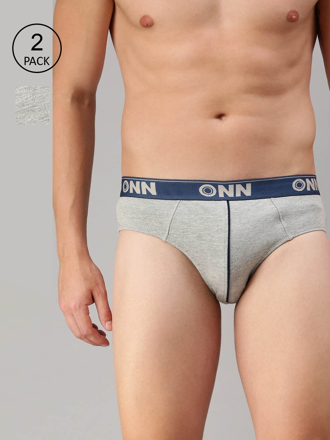 

ONN Men Pack Of 2 Grey Solid Basic Briefs