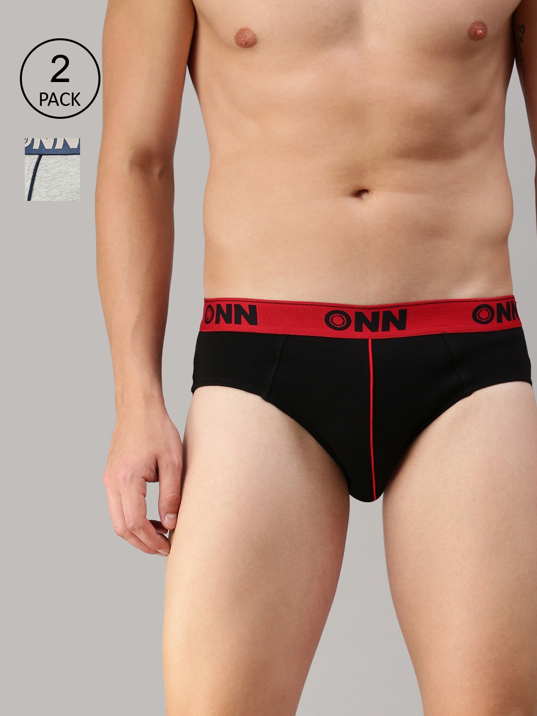 

ONN Men Pack of 2 Black & Grey Basic Briefs ONN_252_BLK_Grey_2PC