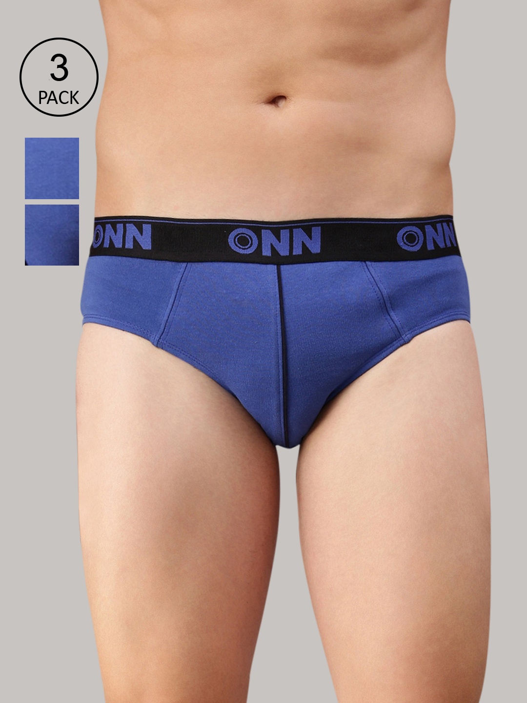 

ONN Men Pack of 3 Solid Basic Briefs ONN_252_RBU_3PC, Blue