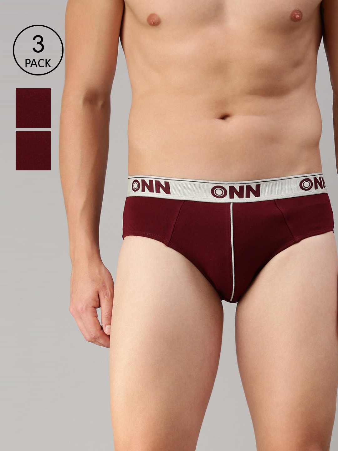 

ONN Men Maroon Pack of 3 Basic Briefs ONN_252_MN_3PC