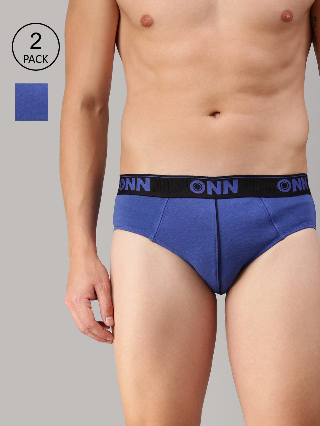 

ONN Men Set of 2 Blue Solid Basic Briefs ONN_252_RBU