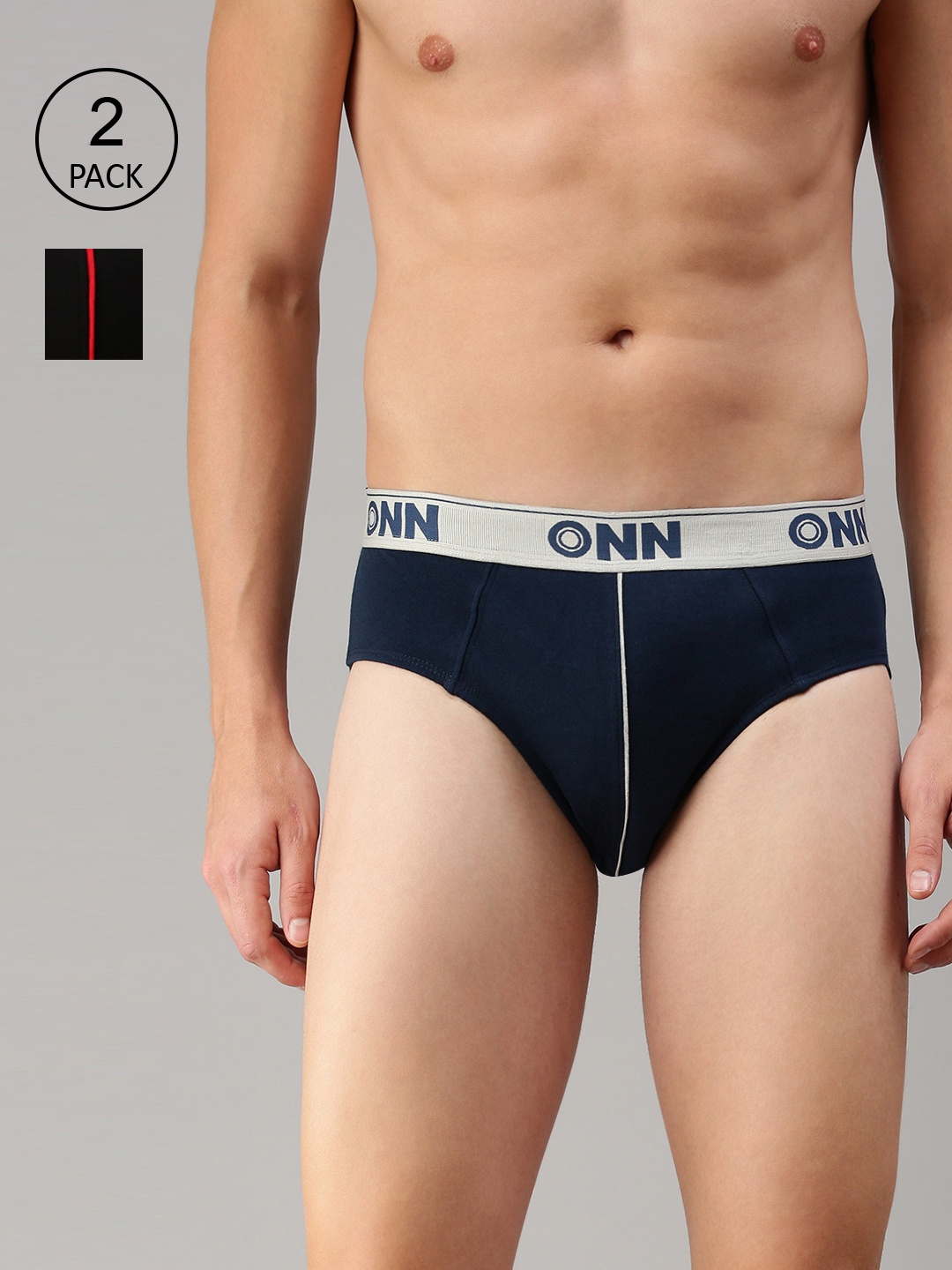 

ONN Men Pack of 2 Navy Blue & Black Basic Briefs ONN_252_AFBLU_BLK_2PC