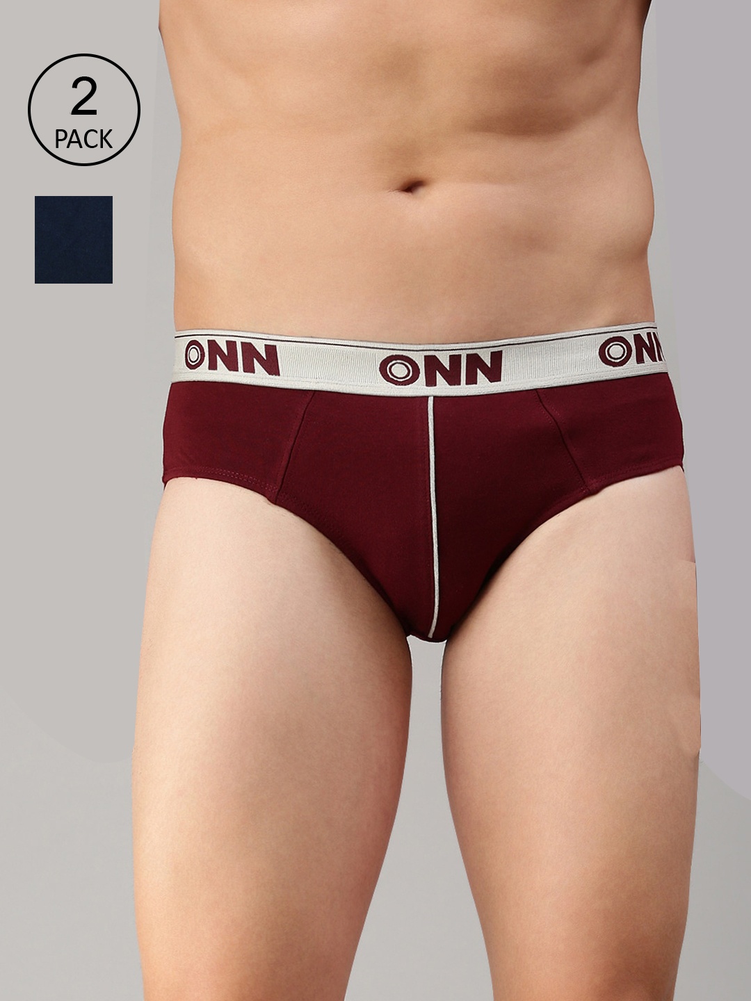 

ONN Men Maroon & Navy Blue Pack of 2 Basic Briefs ONN_252_MN_AFBLU_2PC