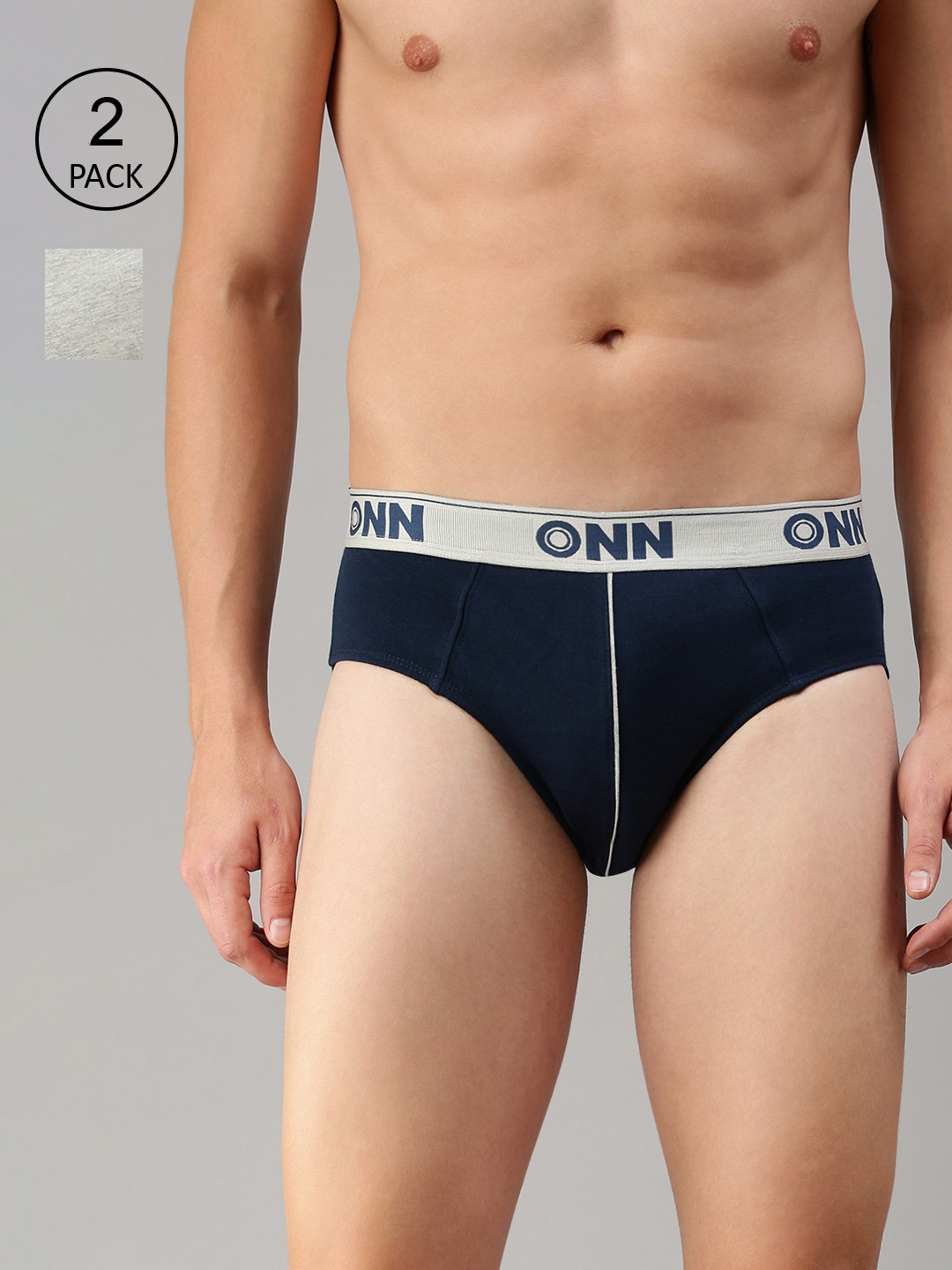 

ONN Men Pack Of 2 Solid Basic BriefsONN_252_Grey_AFBLU_2PC, Grey melange