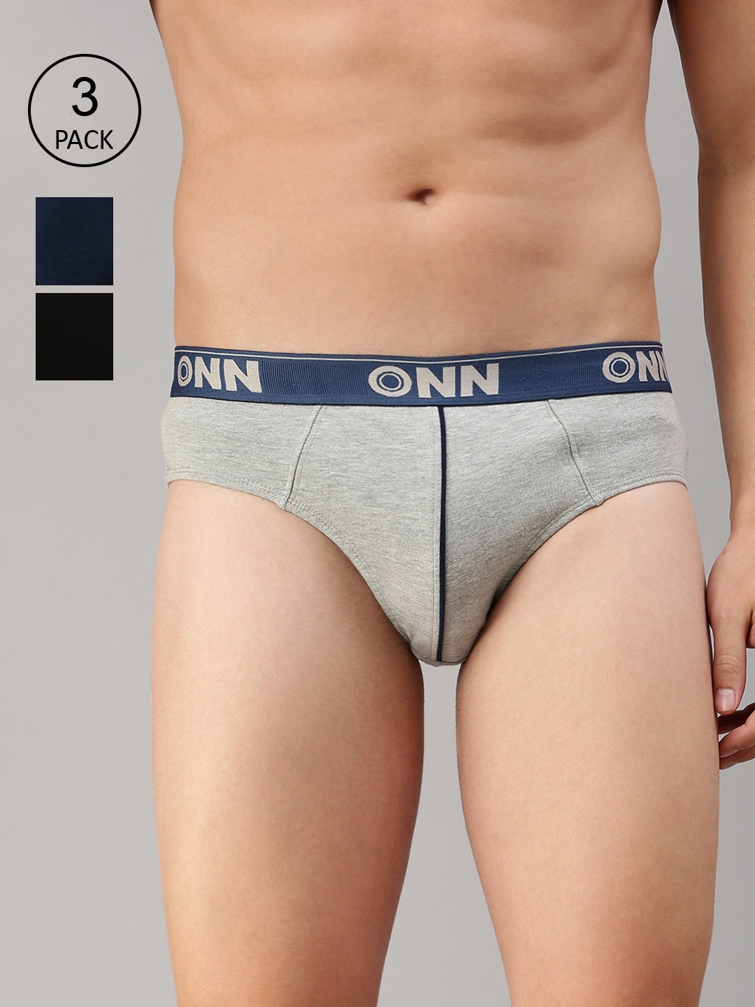 

ONN Men Set of 3 Mid Rise Basic Briefs, Black