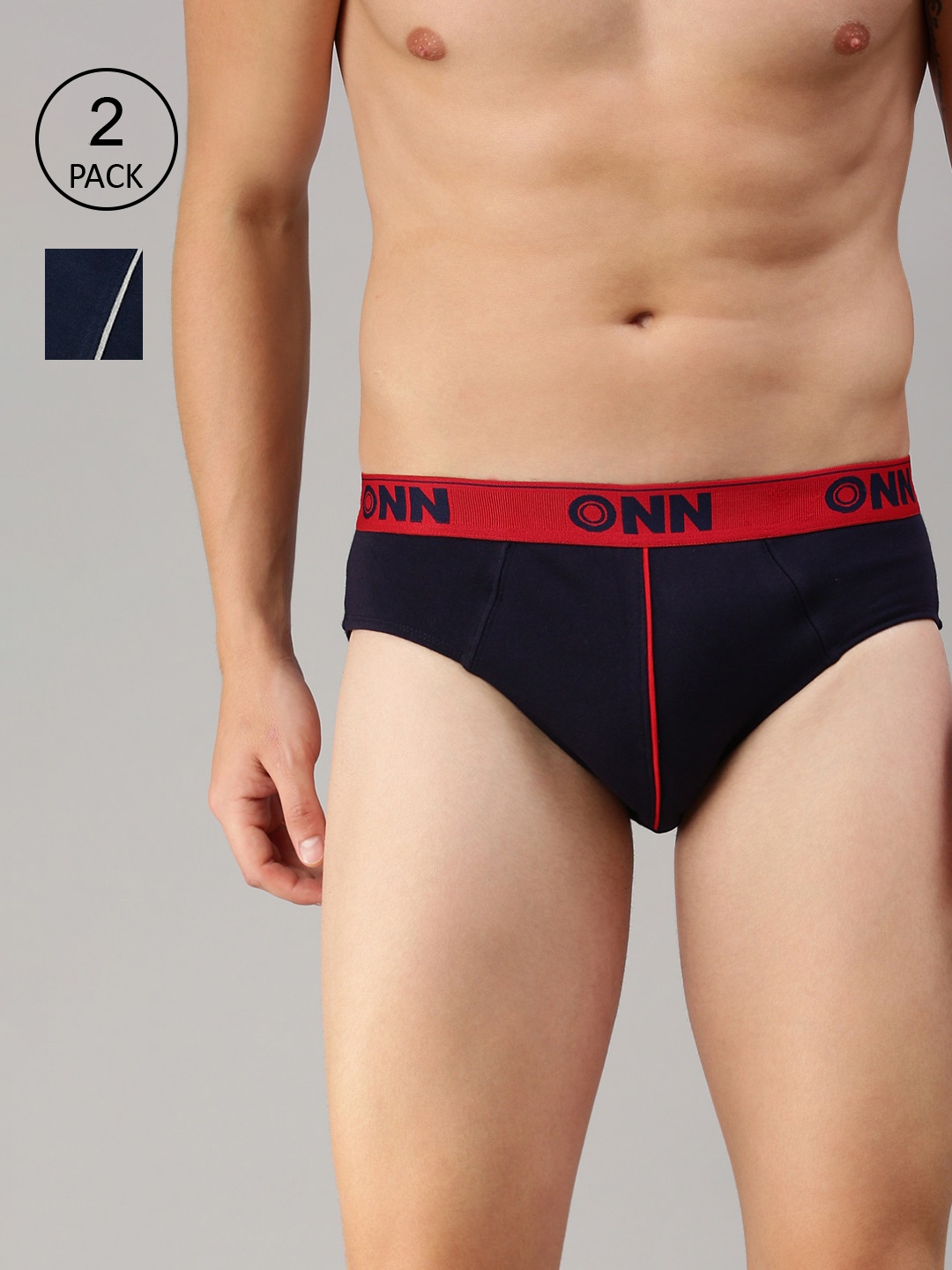 

ONN Men Pack of 2 Solid Basic Briefs ONN_252_NB_AFBLU_2PC, Navy blue