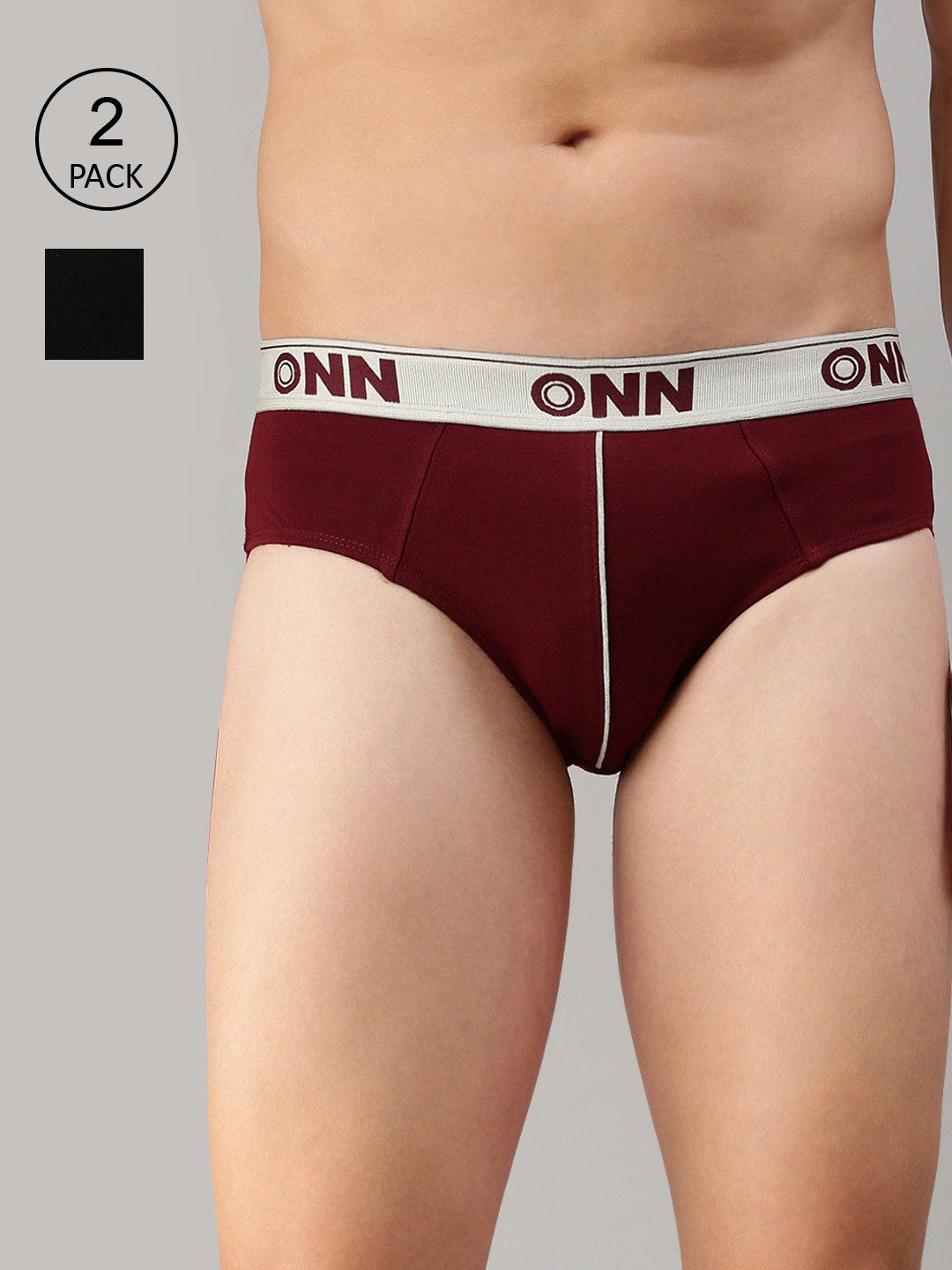

ONN Men Pack of 2 Black & Brown Briefs