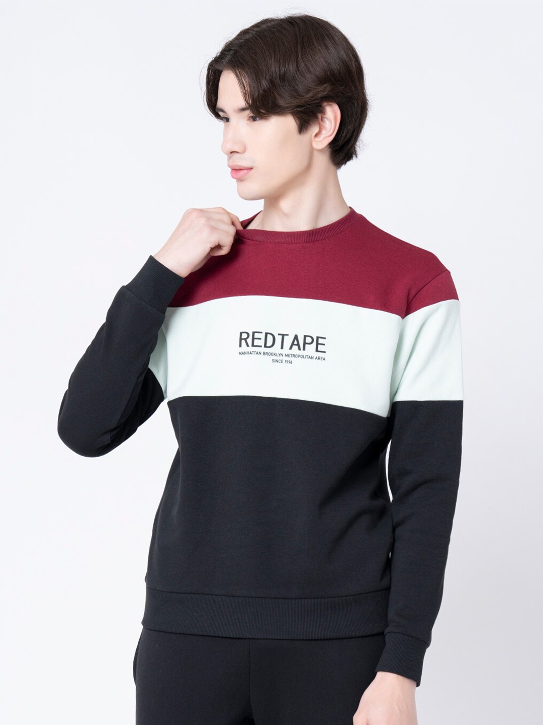 

Red Tape Men Black Colourblocked Sweatshirt