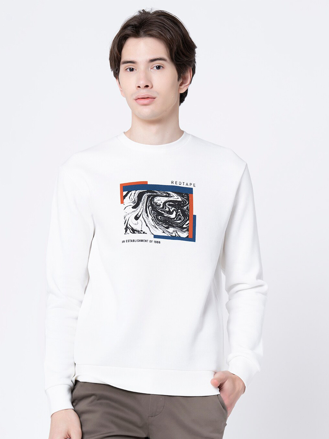 

Red Tape Men Off White Printed Sweatshirt