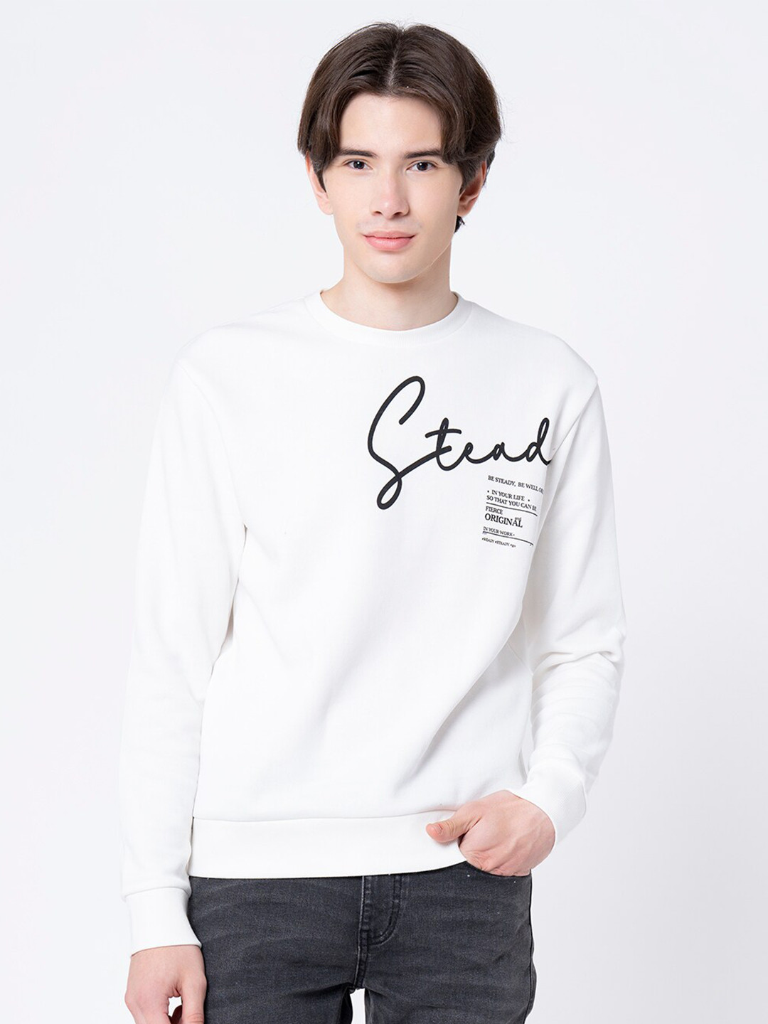 

Red Tape Men Off White Printed Sweatshirt