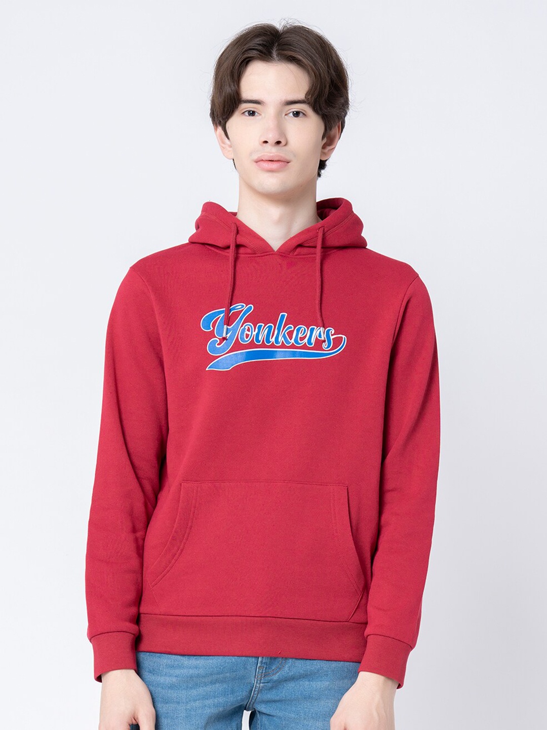 

Red Tape Men Red Printed Hooded Sweatshirt