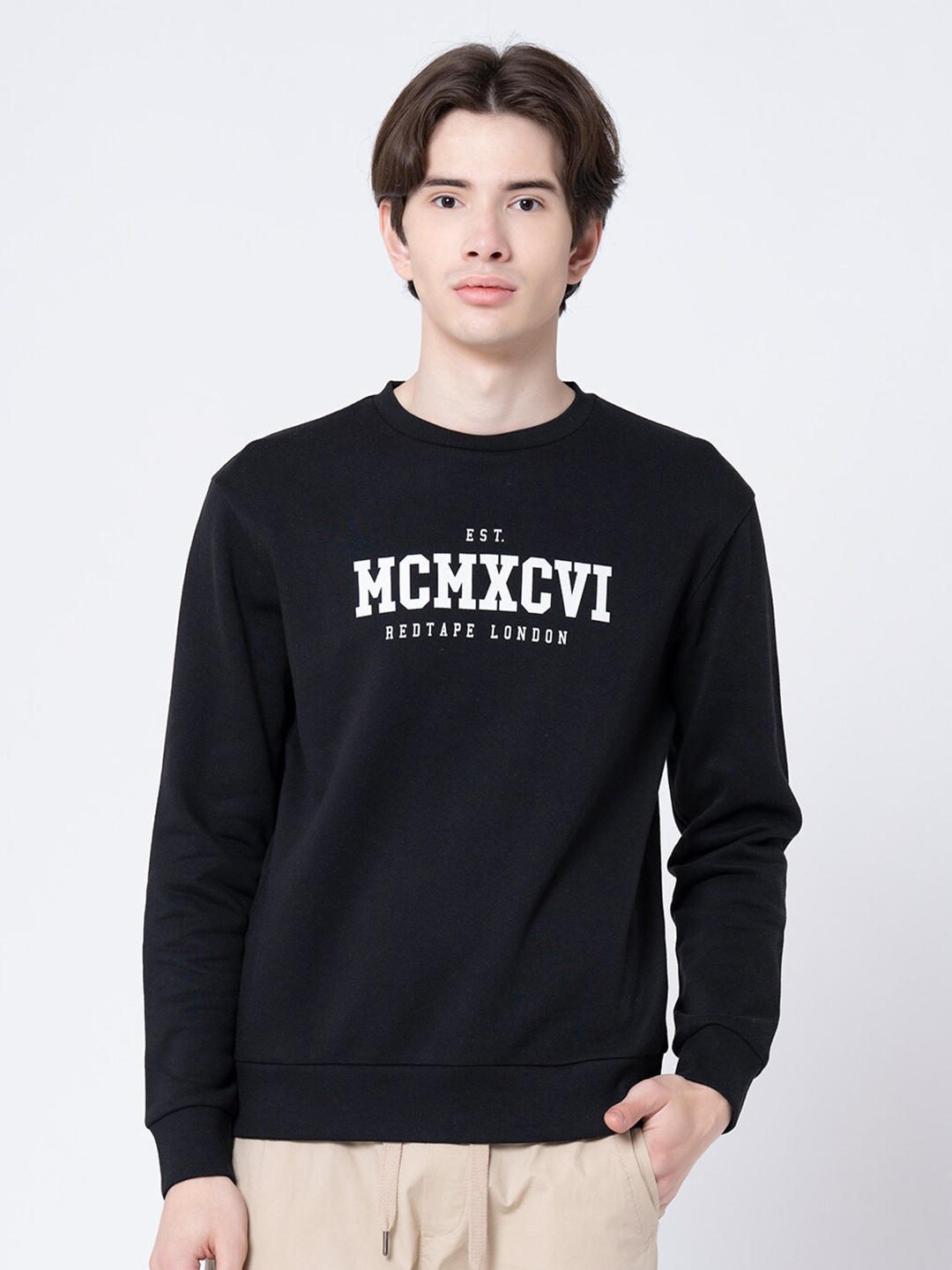 

Red Tape Men Black Printed Sweatshirt