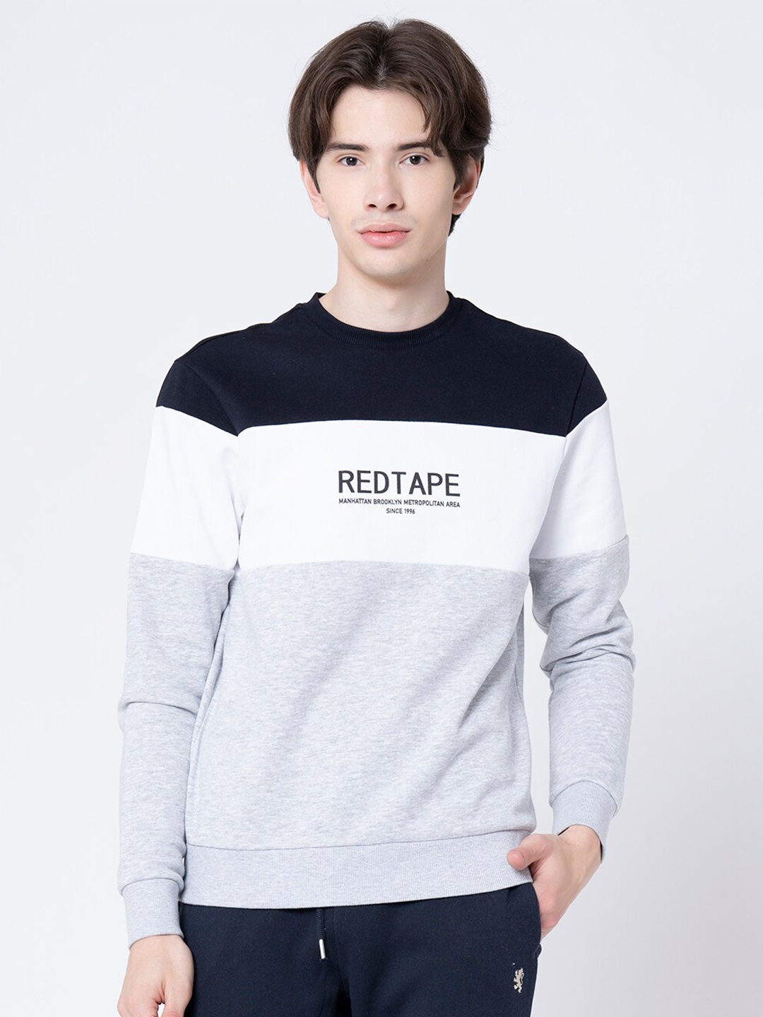

Red Tape Men Grey Colourblocked Sweatshirt