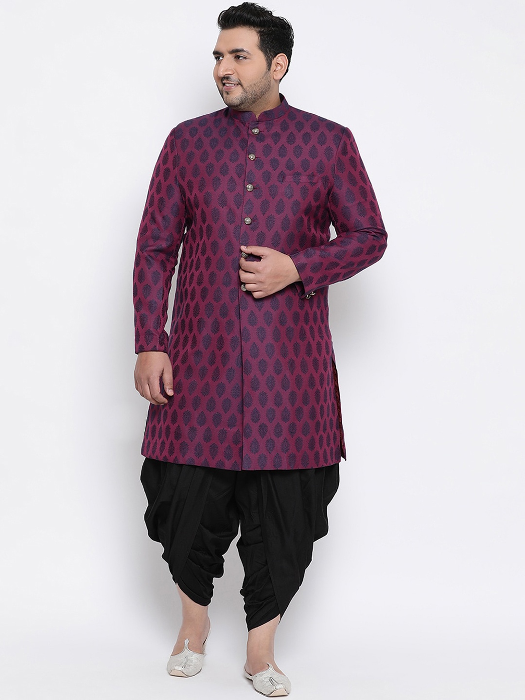 

KISAH PLUS Men Woven Design Indowestern Sherwani, Purple