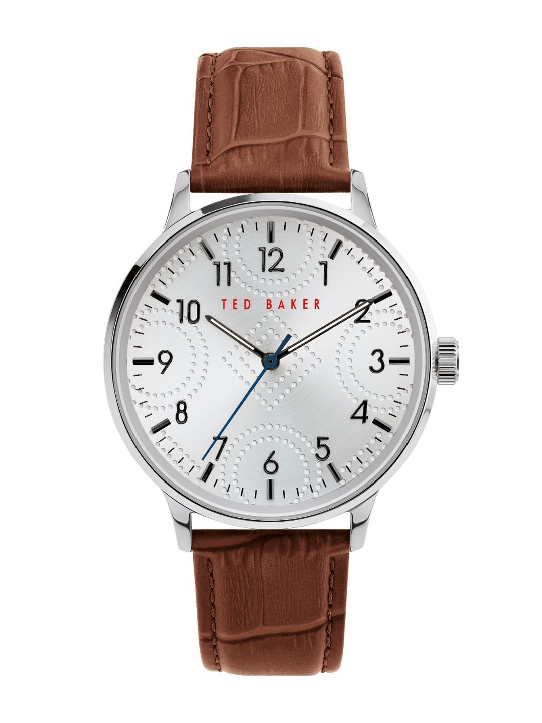 

Ted Baker Men Silver-Toned Patterned Dial & Brown Leather Textured Straps Analogue Watch BKPCSS008